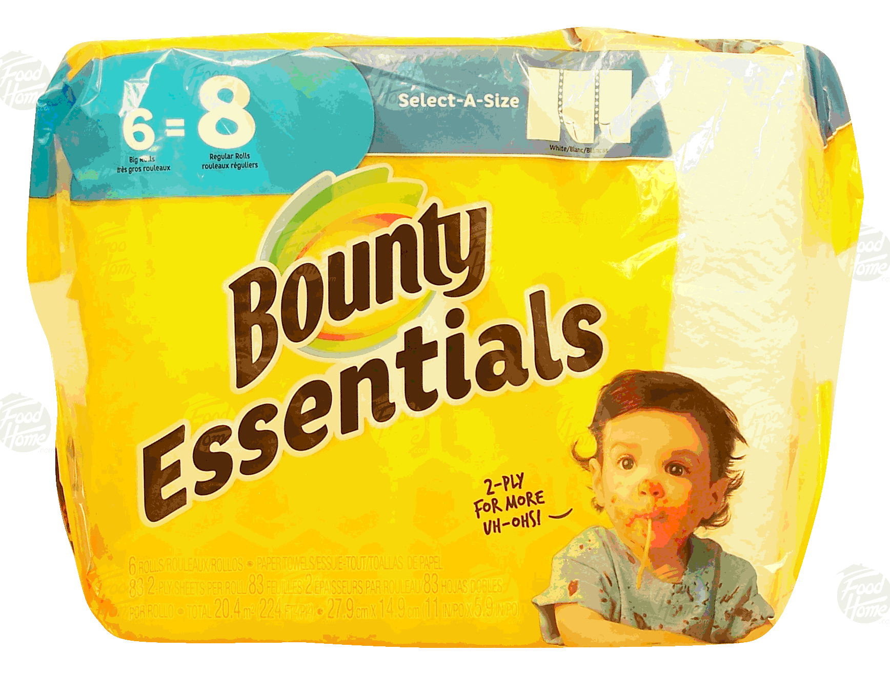 Bounty Essentials paper towel, 83 2-ply sheets per roll, select-a-size, big rolls Full-Size Picture